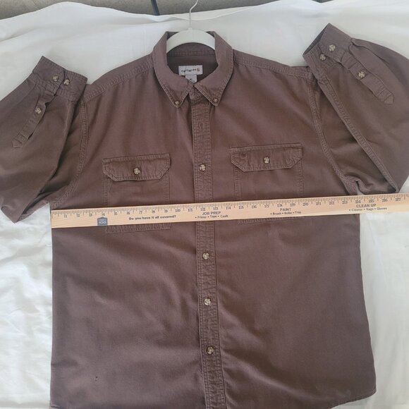 Brown Carhartt Shirt Mens Long Sleeve Size XL - Picture 12 of 15
